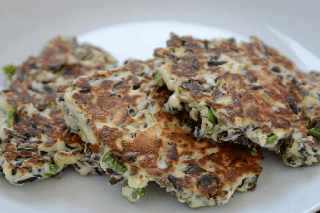 Photo of wild rice fritters on a plate